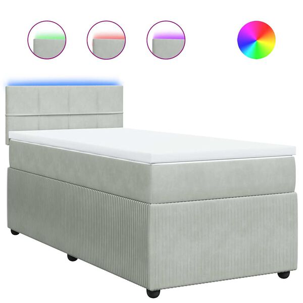 vidaXL Sommier &agrave; lattes de lit et matelas Gris clair 100x200cm Velours
