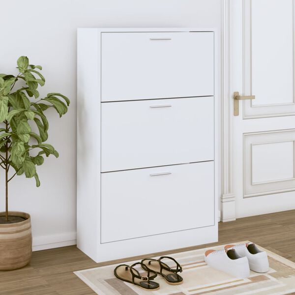 vidaXL Armoire &agrave; chaussures Blanc 63x24x103 cm Bois d'ing&eacute;nierie