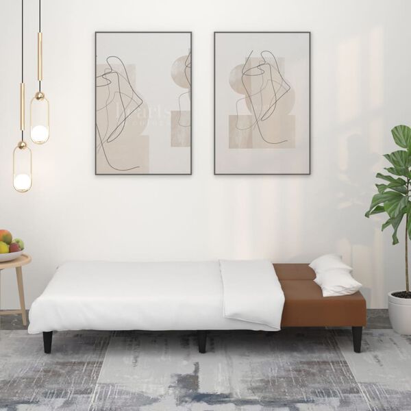 vidaXL Canap&eacute;-lit &agrave; 2 places Marron Tissu microfibre