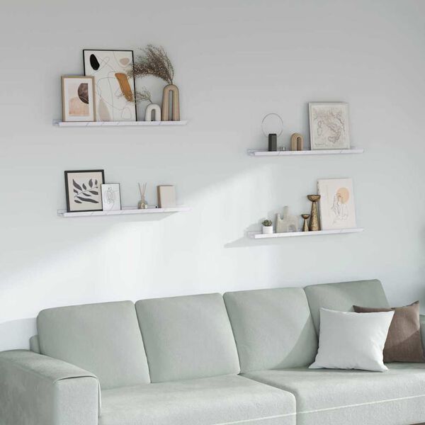 vidaXL &Eacute;tag&egrave;re Murale avec &eacute;tag&egrave;re 4 pcs Marbre blanc 80 x 9 x 3 cm