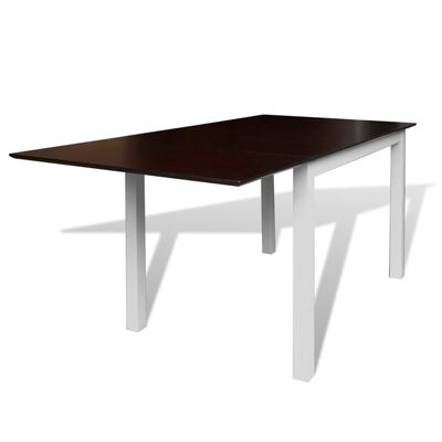 vidaXL Table de salle à manger Bois d'hévéa Marron et blanc 150 cm