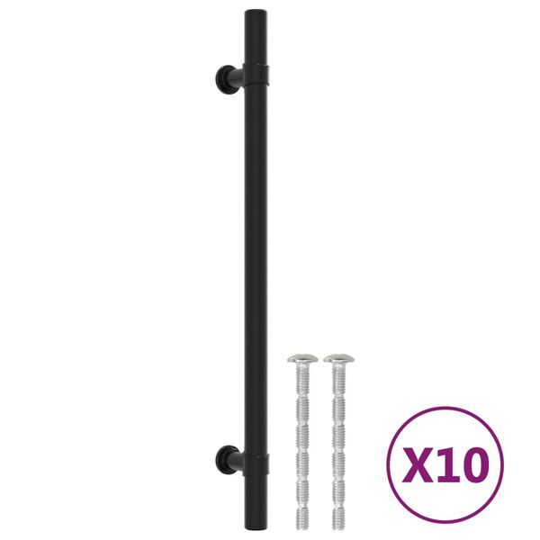 vidaXL Poign&eacute;es d'armoire 10 pcs noir 192 mm acier inoxydable