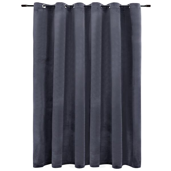 vidaXL Rideau occultant et anneaux métal Velours Anthracite 290x245 cm