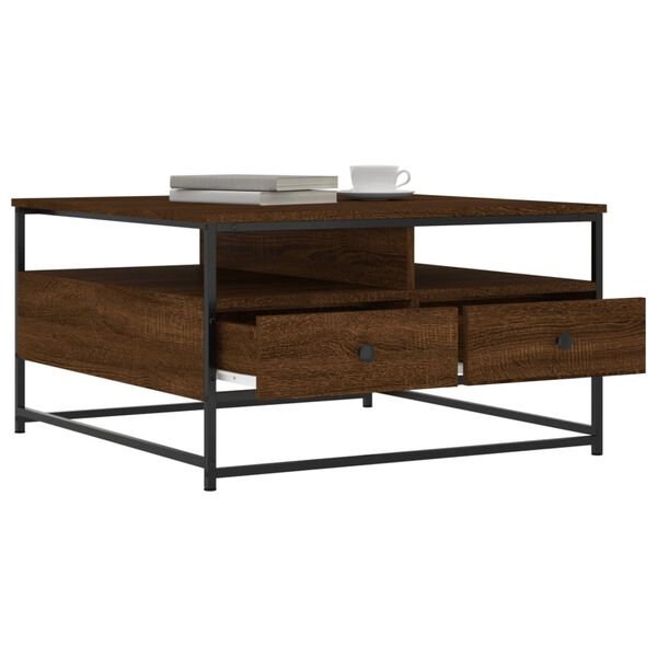 vidaXL Table basse ch&ecirc;ne marron 80x80x45 cm bois d'ing&eacute;nierie