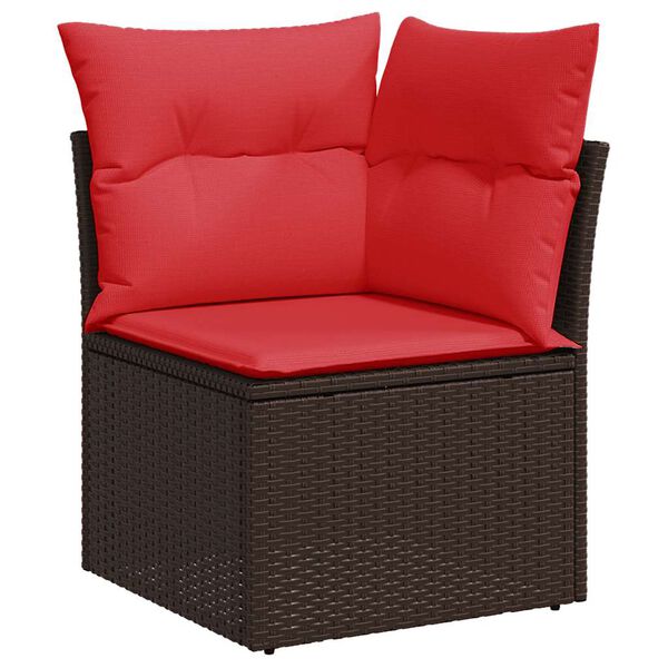 vidaXL Salon de jardin 8pcs avec coussins marron r&eacute;sine tress&eacute;e acacia