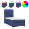 vidaXL Sommier &agrave; lattes de lit et matelas et LED Bleu 90x190 cm Tissu