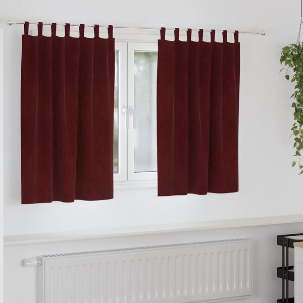 vidaXL Rideaux occultants 2 pcs Bordeaux 140 x 140 cm Velours