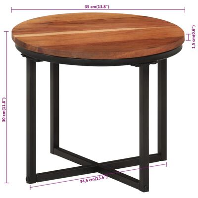 vidaXL Table basse 35x35x30 cm bois massif acacia et fer