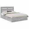 vidaXL Lit de Rangement Gris Sonoma 150 x 200 cm Bois d'ing&eacute;nierie