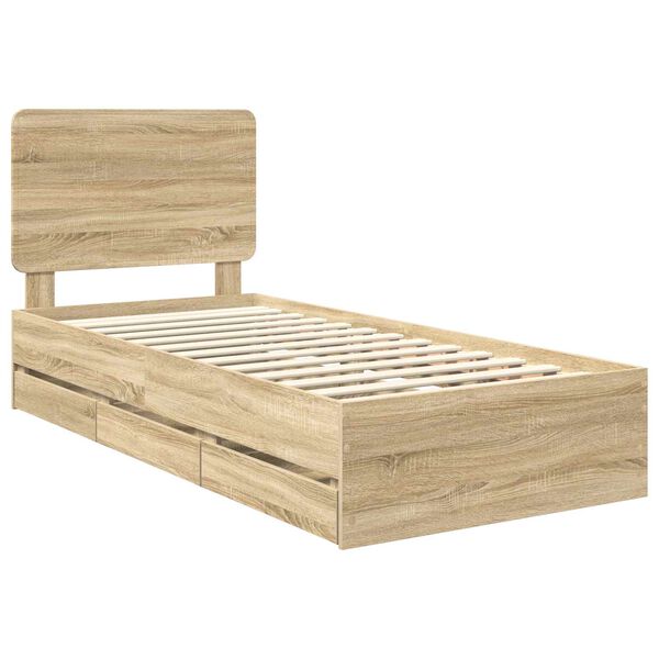 vidaXL Cadre de lit Ch&ecirc;ne Sonoma 75 x 190 cm Bois Ing&eacute;nierie