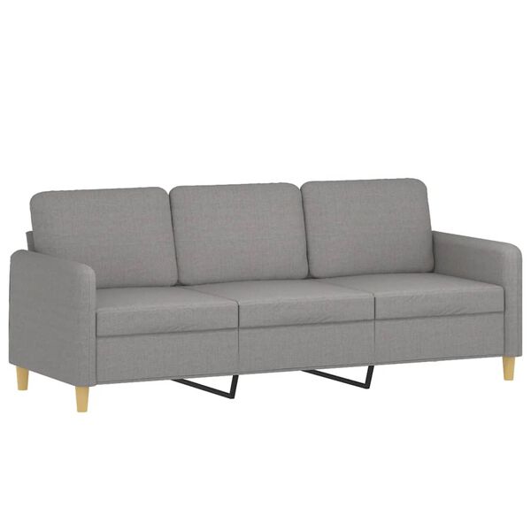 vidaXL Canap&eacute; 3 places et oreillers et coussins Gris clair 180cm Tissu