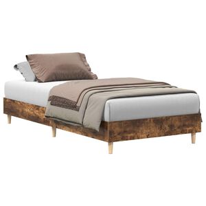 vidaXL Cadre de lit sans matelas ch&ecirc;ne fum&eacute; 75x190cm bois d'ing&eacute;nierie