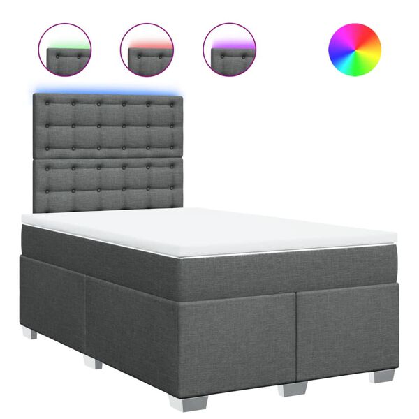 vidaXL Sommier &agrave; lattes de lit avec matelas Gris fonc&eacute; 120x200cm Tissu