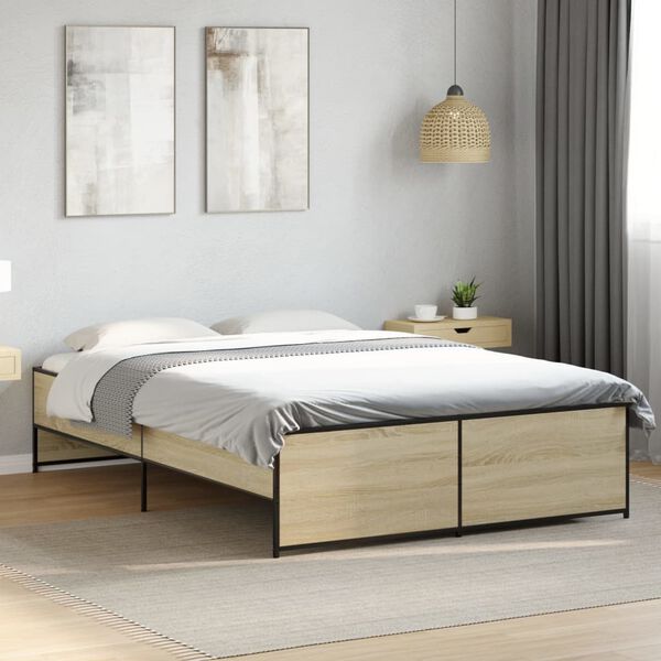 vidaXL Cadre de lit sans matelas ch&ecirc;ne sonoma 120x200 cm