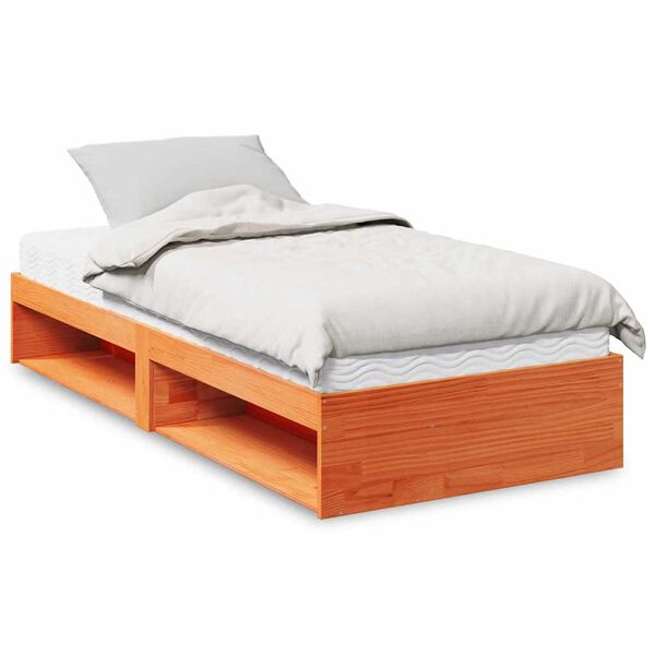 vidaXL Lit de jour avec matelas cire marron 100x200 cm bois pin massif