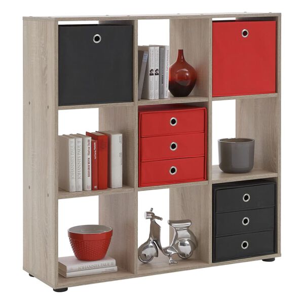 FMD &Eacute;tag&egrave;re sur pied avec 9 compartiments ch&ecirc;ne