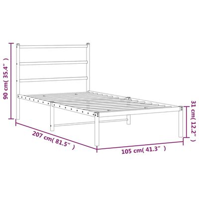 vidaXL Cadre de lit métal sans matelas et tête de lit blanc 100x200 cm