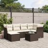 vidaXL Salon de jardin avec coussins 7 pcs marron r&eacute;sine tress&eacute;e