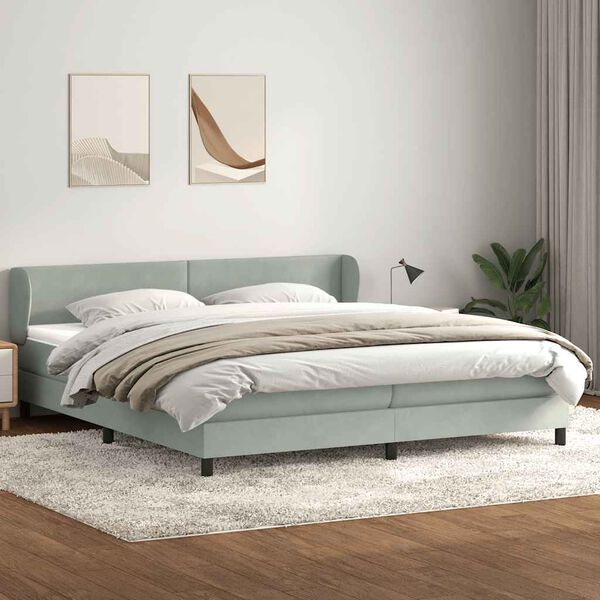 vidaXL Sommier &agrave; lattes de lit et matelas gris clair 180x210cm velours