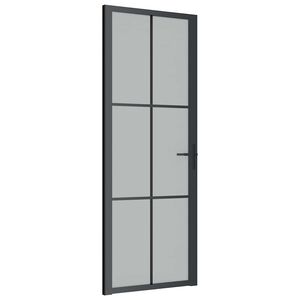 vidaXL Porte int&eacute;rieure 76x201,5 cm Noir Verre mat et aluminium