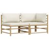 vidaXL Salon de jardin 2 pcs avec coussins blanc cr&egrave;me Bambou