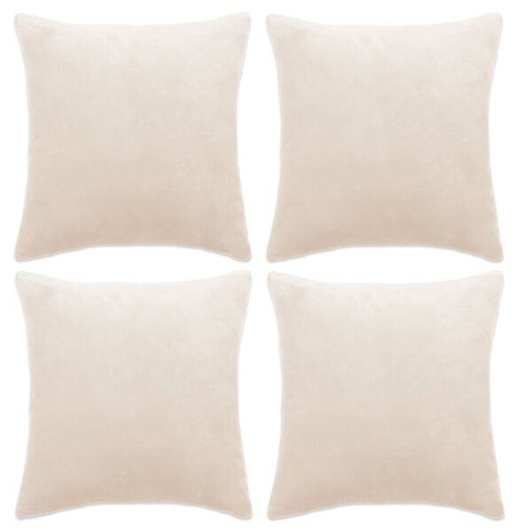 vidaXL Housses de coussin 4 pcs Tissu 50x50 cm Blanc cass&eacute;