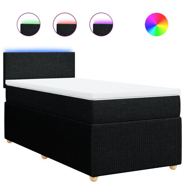 vidaXL Sommier &agrave; lattes de lit avec matelas Noir 90x200 cm Tissu