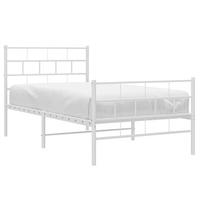 vidaXL Cadre de lit métal sans matelas et pied de lit blanc 100x190 cm