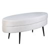 Venture Home Pouf Otto 100x40x41 cm Velours Blanc cass&eacute;