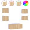vidaXL Unit&eacute;s murales TV avec LED 6 pcs ch&ecirc;ne sonoma bois d'ing&eacute;nierie
