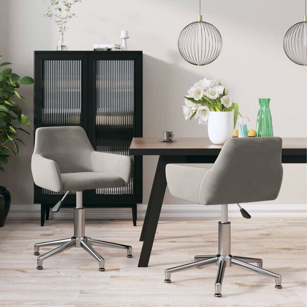 vidaXL Chaises pivotantes &agrave; manger lot de 2 Gris clair Velours