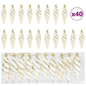 vidaXL Boule en forme de spirale de No&euml;l 40 pc Dor&eacute; 3 x 11 cm LED