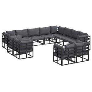 vidaXL Ensemble de canap&eacute; de jardin 12 pc Noir Aluminium