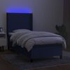 vidaXL Sommier &agrave; lattes de lit matelas et LED Bleu 100x200 cm Tissu