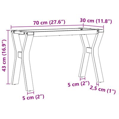 vidaXL Pieds de table basse cadre en Y 70x30x43 cm fonte