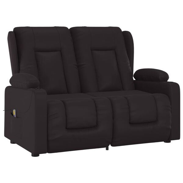 vidaXL Fauteuil inclinable et porte-gobelets 2 places noir similicuir