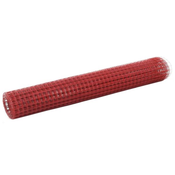 vidaXL Grillage Acier avec rev&ecirc;tement en PVC 25x1 m Rouge