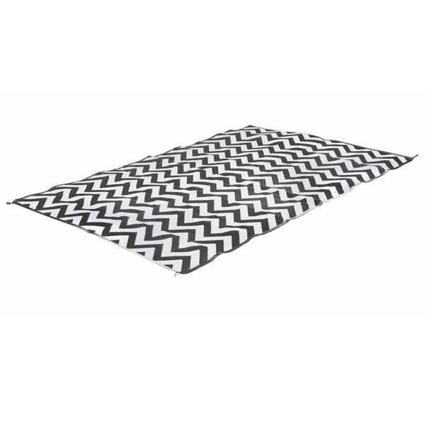 Bo-Camp Tapis d'ext&eacute;rieur Chill mat Wave 2,7x2 m L noir et blanc