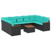 vidaXL Ensemble de canap&eacute; de jardin 10 pcs avec coussins noir r&eacute;sine tress&eacute;e