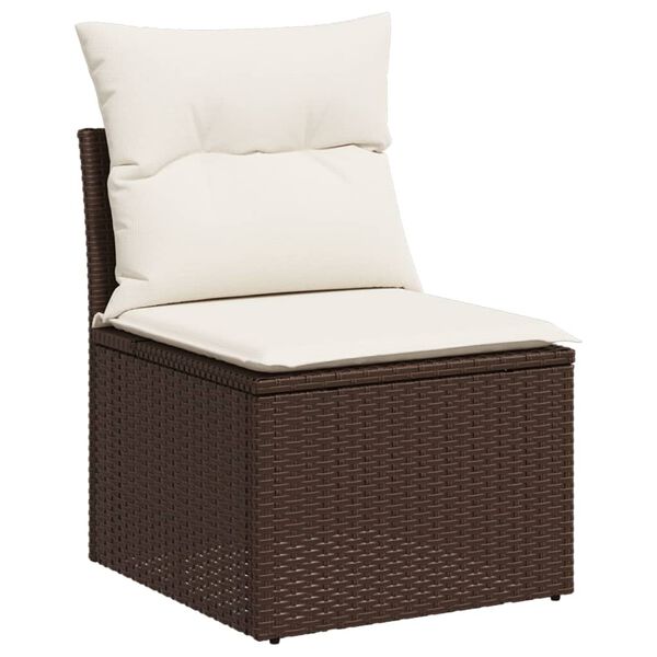 vidaXL Salon de jardin avec coussins 7 pcs marron r&eacute;sine tress&eacute;e