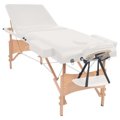 vidaXL Table de massage pliable à 3 zones 10 cm d'épaisseur Blanc