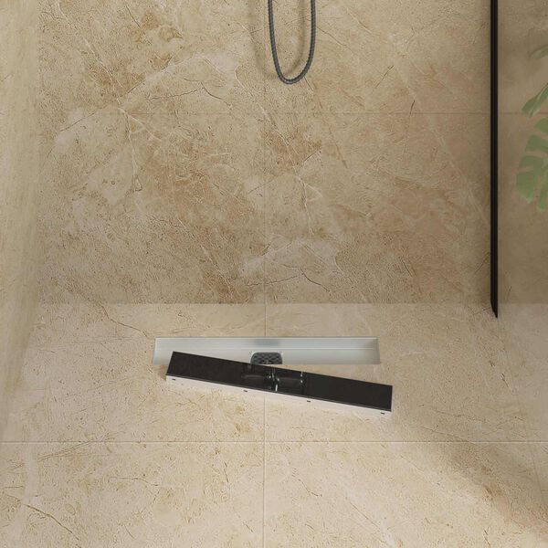 vidaXL Drain de douche avec couvercle en verre et siphon &agrave; 360&deg; 50 cm