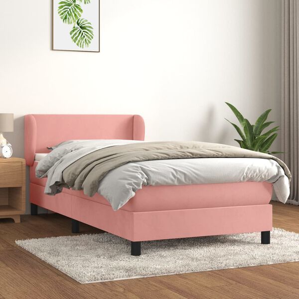 vidaXL Sommier &agrave; lattes de lit et matelas Rose 80x200 cm Velours