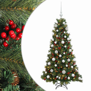 vidaXL Sapin de No&euml;l artificiel avec boules 120 cm 150 LED Blanc chaud