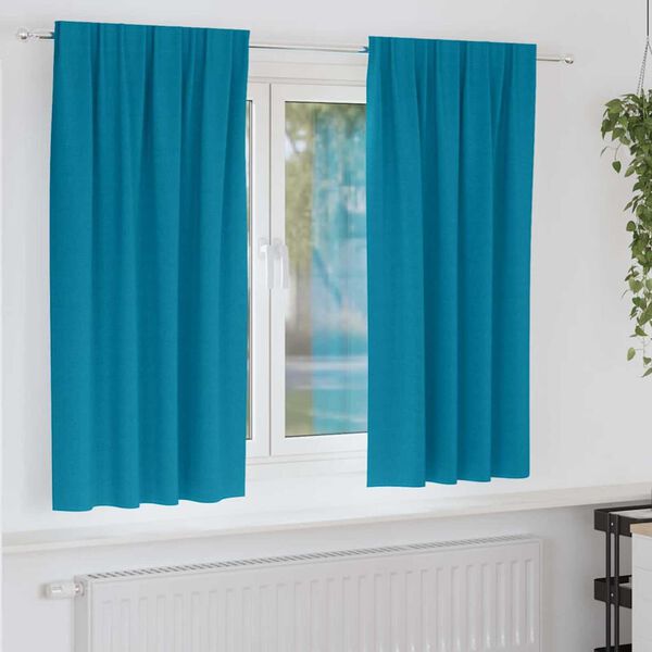 vidaXL Rideaux occultants avec anneaux 2 pcs Turquoise 175 x 140 cm