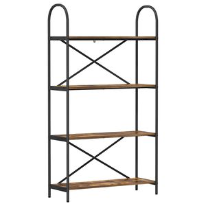 vidaXL &Eacute;tag&egrave;re 4 niveaux 80 x 30 x 146 cm Bois d'ing&eacute;nierie Ch&ecirc;ne fum&eacute;
