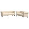 vidaXL Ensemble de canap&eacute;s 2 pcs cr&egrave;me tissu
