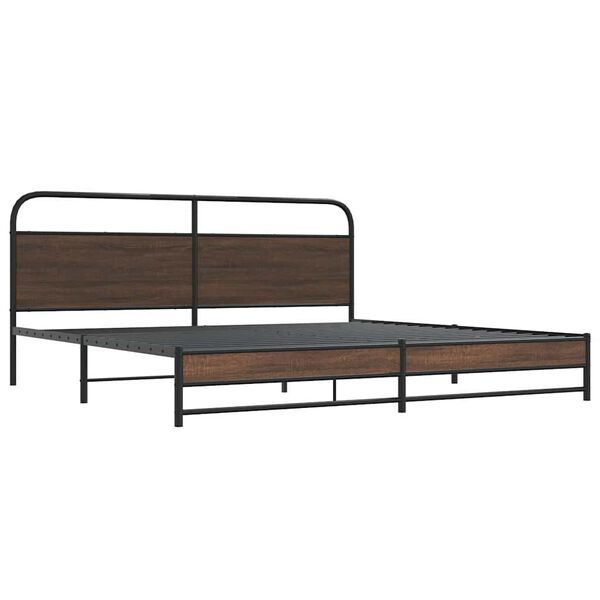 vidaXL Cadre de lit en m&eacute;tal sans matelas ch&ecirc;ne marron 200x200 cm