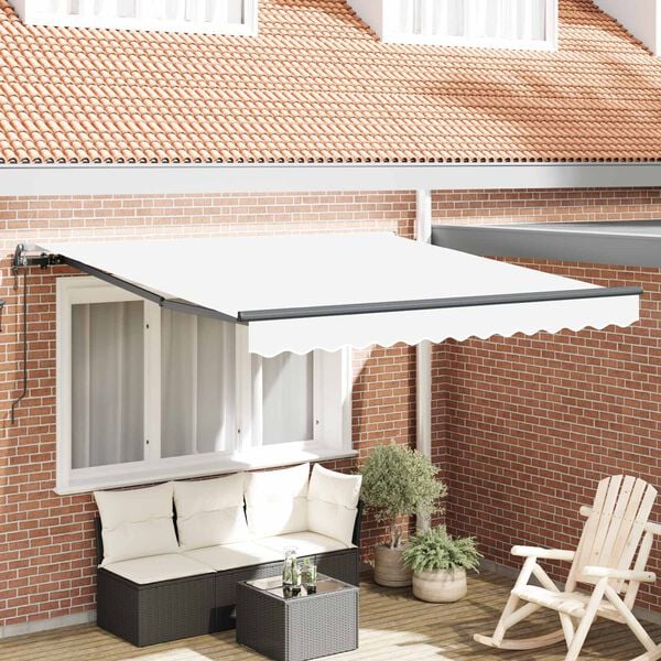 vidaXL Auvent R&eacute;tractable Blanc 300 x 250 cm Tissu et Aluminium
