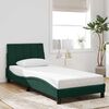 vidaXL Cadre de lit avec LED sans matelas Hanko vert fonc&eacute; 90x190 cm velours